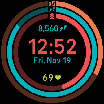An image of the final design for the "Status Rings" watch face