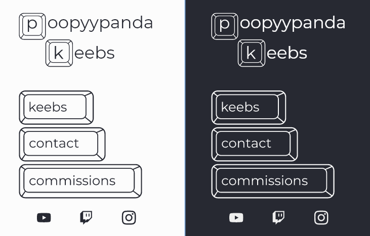 icon sets for the poopyypanda keebs website showing the full poopyypanda keebs logo and the three website navigation buttons